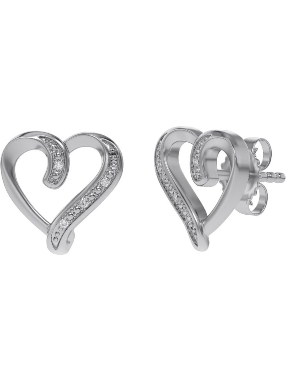 14K Gold Over Sterling Silver Heart Stud Earrings for Women - Elegant & Chic